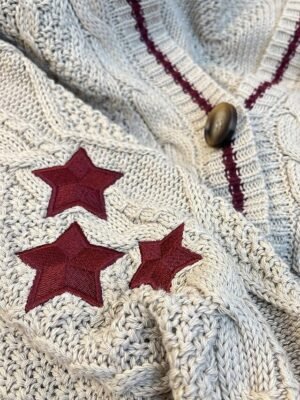 Streetwear Regular Star V Neck Long Sleeve Knitted Cardigan - Image 9