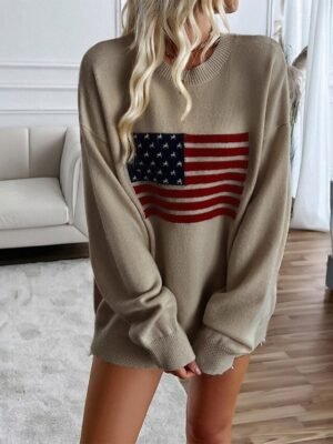 Streetwear Regular Striped Crew Neck Long Sleeve Knit Sweater - Image 12