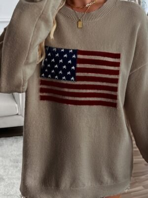 Streetwear Regular Striped Crew Neck Long Sleeve Knit Sweater - Image 13