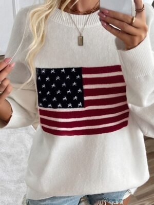 Streetwear Regular Striped Crew Neck Long Sleeve Knit Sweater - Image 5