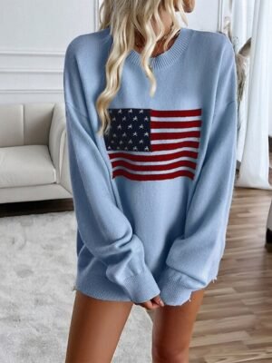 Streetwear Regular Striped Crew Neck Long Sleeve Knit Sweater - Image 7