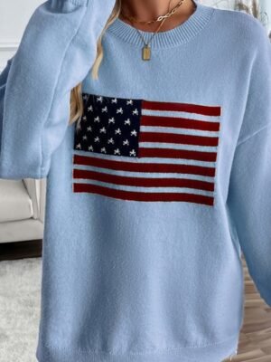 Streetwear Regular Striped Crew Neck Long Sleeve Knit Sweater - Image 8