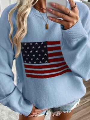 Streetwear Regular Striped Crew Neck Long Sleeve Knit Sweater - Image 9