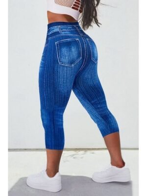 Streetwear Slim Fit 3D Print High Waist Calf-Length Leggings - Image 5