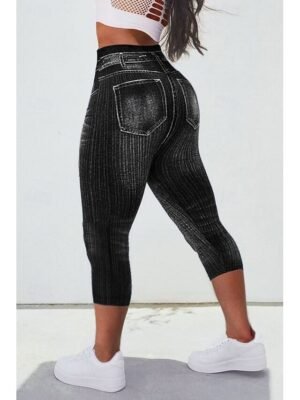 Streetwear Slim Fit 3D Print High Waist Calf-Length Leggings - Image 6