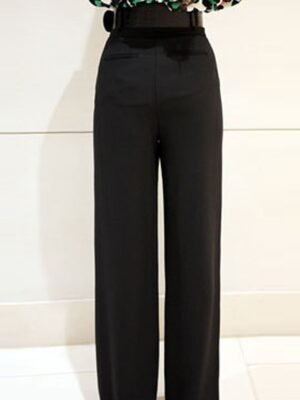 Streetwear Wide Leg Black Full Length Trousers - Image 2