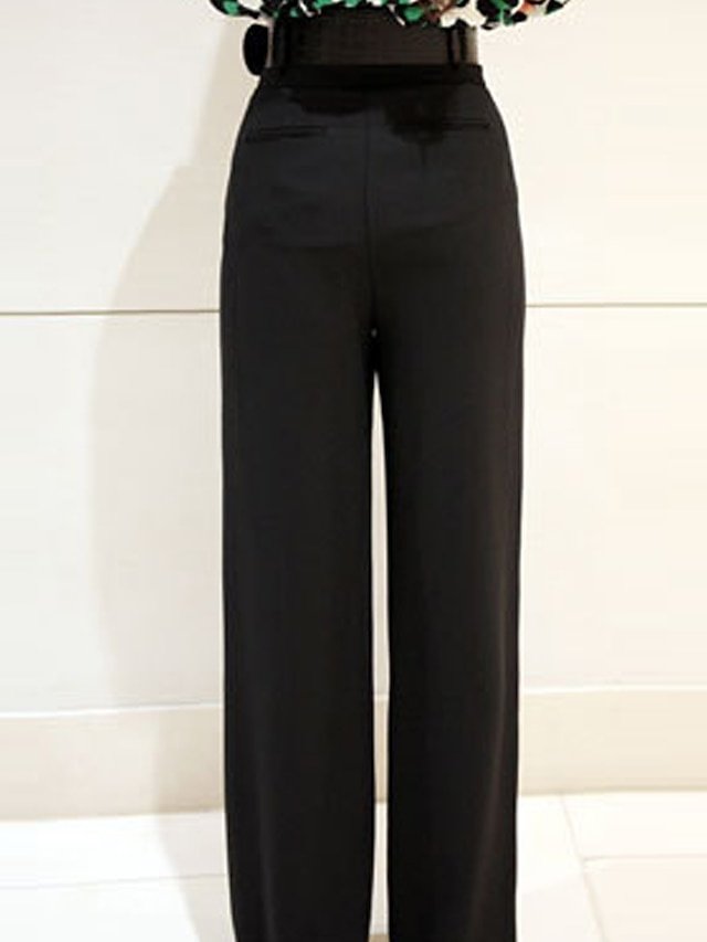 Streetwear Wide Leg Black Full Length Trousers - Image 2