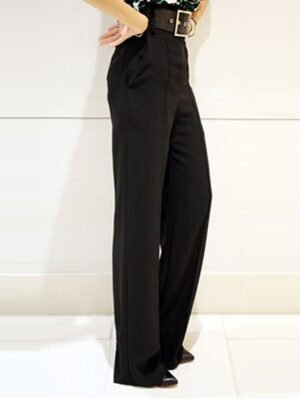 Streetwear Wide Leg Black Full Length Trousers - Image 3