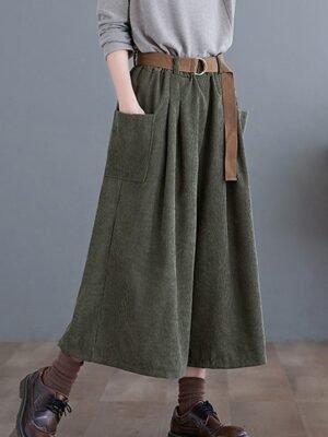 Streetwear Wide Leg Solid High Waist Calf-Length Pants - Image 4