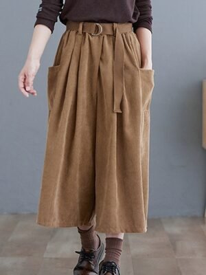 Streetwear Wide Leg Solid High Waist Calf-Length Pants - Image 7