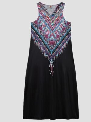 Stylish A Line Floral V Neck Sleeveless Maxi Dress - Image 4