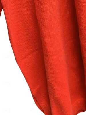 Stylish Basic Regular Pure Colour V Neck Long Sleeve Sweater Dress - Image 4