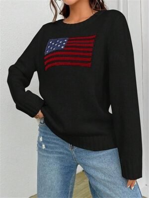 Stylish Casual Graphic Crew Neck Long Sleeve Regular Knit Top - Image 10