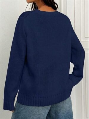 Stylish Casual Graphic Crew Neck Long Sleeve Regular Knit Top - Image 6