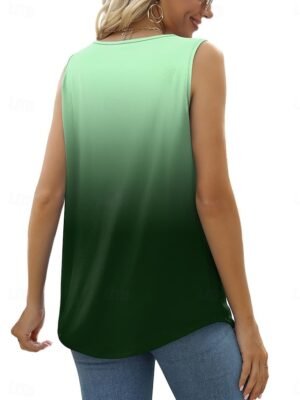 Stylish Casual Ombre Square Neck Sleeveless Regular Tank Top - Image 2