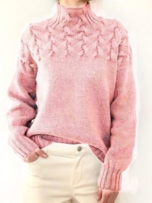 Stylish Casual Pure Colour Turtleneck Long Sleeve Knit Sweater - Image 2