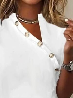 Stylish Casual Solid Asymmetric Neck Short Sleeve Regular Tops - Image 5