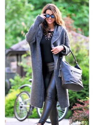 Stylish Casual Solid Hooded Long Sleeve Long Cardigan - Image 4