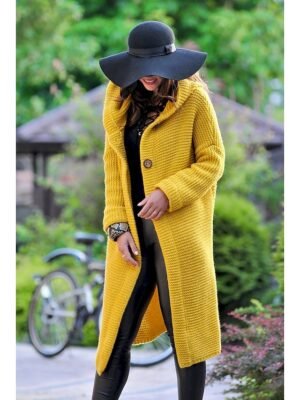 Stylish Casual Solid Hooded Long Sleeve Long Cardigan - Image 5