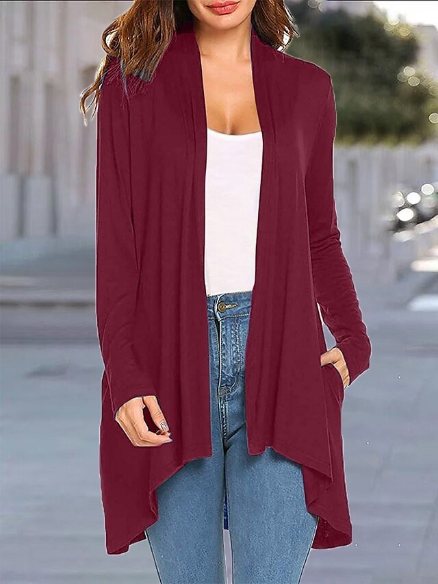 Stylish Casual Solid Open Front Long Sleeve Cardigan - Image 1