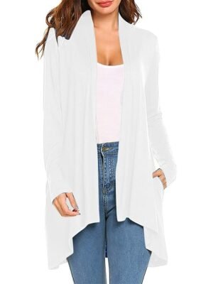 Stylish Casual Solid Open Front Long Sleeve Cardigan - Image 15