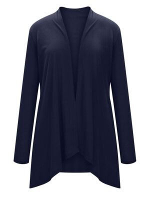 Stylish Casual Solid Open Front Long Sleeve Cardigan - Image 23