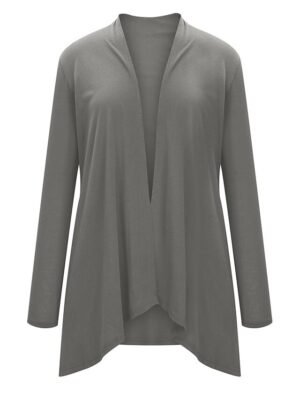 Stylish Casual Solid Open Front Long Sleeve Cardigan - Image 25