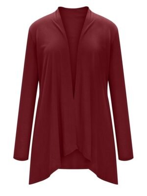 Stylish Casual Solid Open Front Long Sleeve Cardigan - Image 27