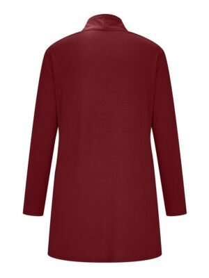 Stylish Casual Solid Open Front Long Sleeve Cardigan - Image 28