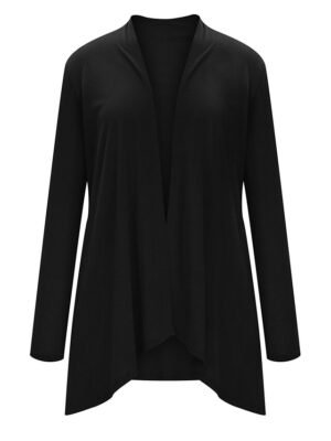 Stylish Casual Solid Open Front Long Sleeve Cardigan - Image 29