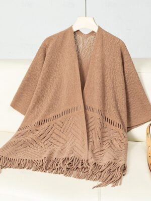 Stylish Casual Solid Ribbed Open Front Tassel Sleeveless Regular Top - Image 5