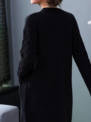 Stylish Casual Solid V Neck Long Sleeve Knit Cardigan - Image 6