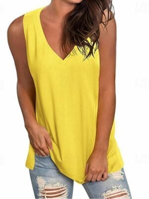 Stylish Casual Solid V Neck Sleeveless Regular Camisole Top - Image 10