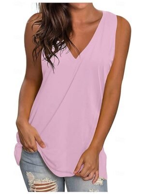 Stylish Casual Solid V Neck Sleeveless Regular Camisole Top - Image 12