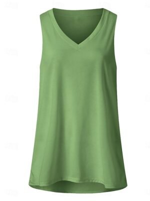 Stylish Casual Solid V Neck Sleeveless Regular Camisole Top - Image 6