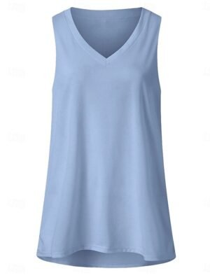 Stylish Casual Solid V Neck Sleeveless Regular Camisole Top - Image 8