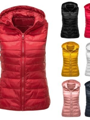 Stylish Cotton-Padded Sleeveless Outdoor Black Vest - Image 1