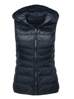 Stylish Cotton-Padded Sleeveless Outdoor Black Vest - Image 4