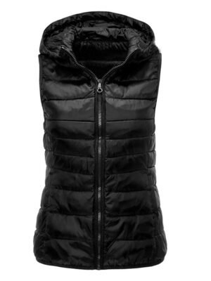 Stylish Cotton-Padded Sleeveless Outdoor Black Vest - Image 5