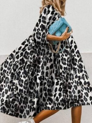 Stylish Loose Fit Floral Crew Neck Half Sleeve Midi Dress - Image 8