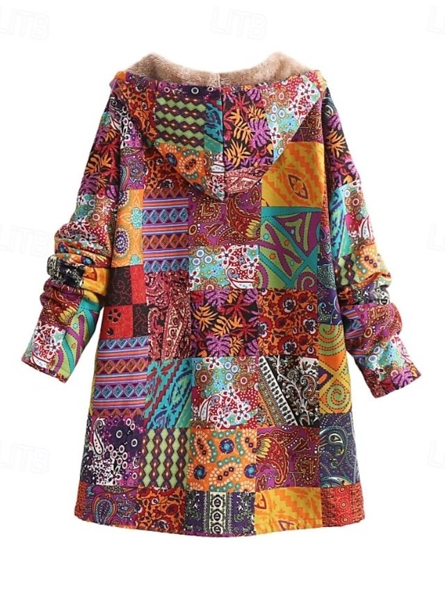 Stylish Loose Fit Floral Leaf Long Sleeve Long Jacket - Image 2