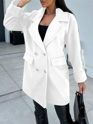 Stylish Loose Fit Solid Long Coat Casual Long Sleeve with Pockets - Image 1
