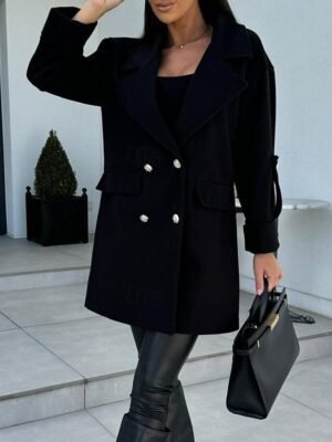Stylish Loose Fit Solid Long Coat Casual Long Sleeve with Pockets - Image 4