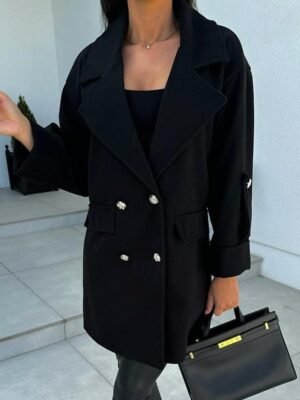 Stylish Loose Fit Solid Long Coat Casual Long Sleeve with Pockets - Image 5