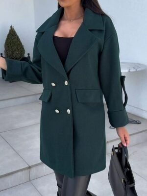 Stylish Loose Fit Solid Long Coat Casual Long Sleeve with Pockets - Image 6