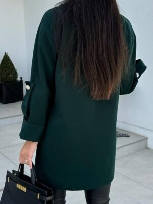 Stylish Loose Fit Solid Long Coat Casual Long Sleeve with Pockets - Image 7