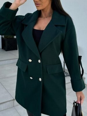 Stylish Loose Fit Solid Long Coat Casual Long Sleeve with Pockets - Image 8