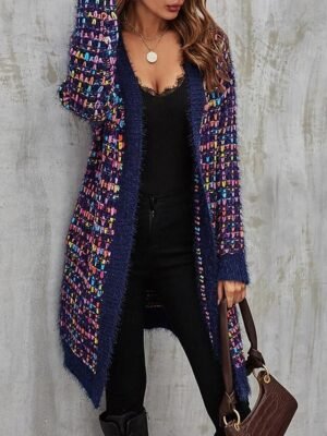 Stylish Loose Gradient Open Front Long Sleeve Long Cardigan - Image 5