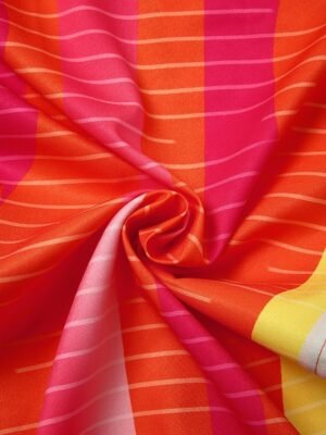 Stylish Loose Rainbow Patchwork Shirt Collar Long Sleeve Maxi Dress - Image 8