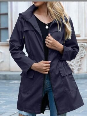 Stylish Loose Solid Full Zip Long Sleeve Casual Jacket - Image 1